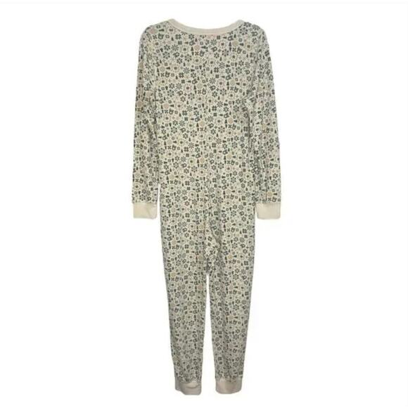 American Eagle Waffle Thermal PJs L NWT Pajamas Romper One Piece Cream Lounge - Picture 2 of 3